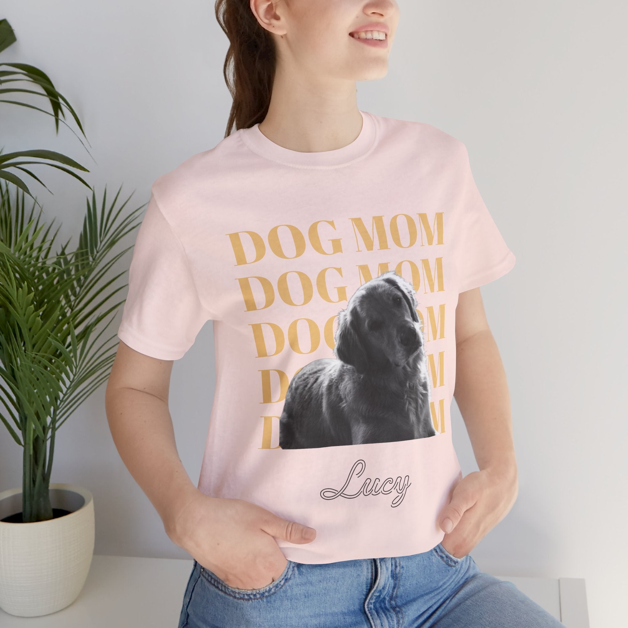 Custom Dog Mom Shirt — Your Dog's Photo + Name