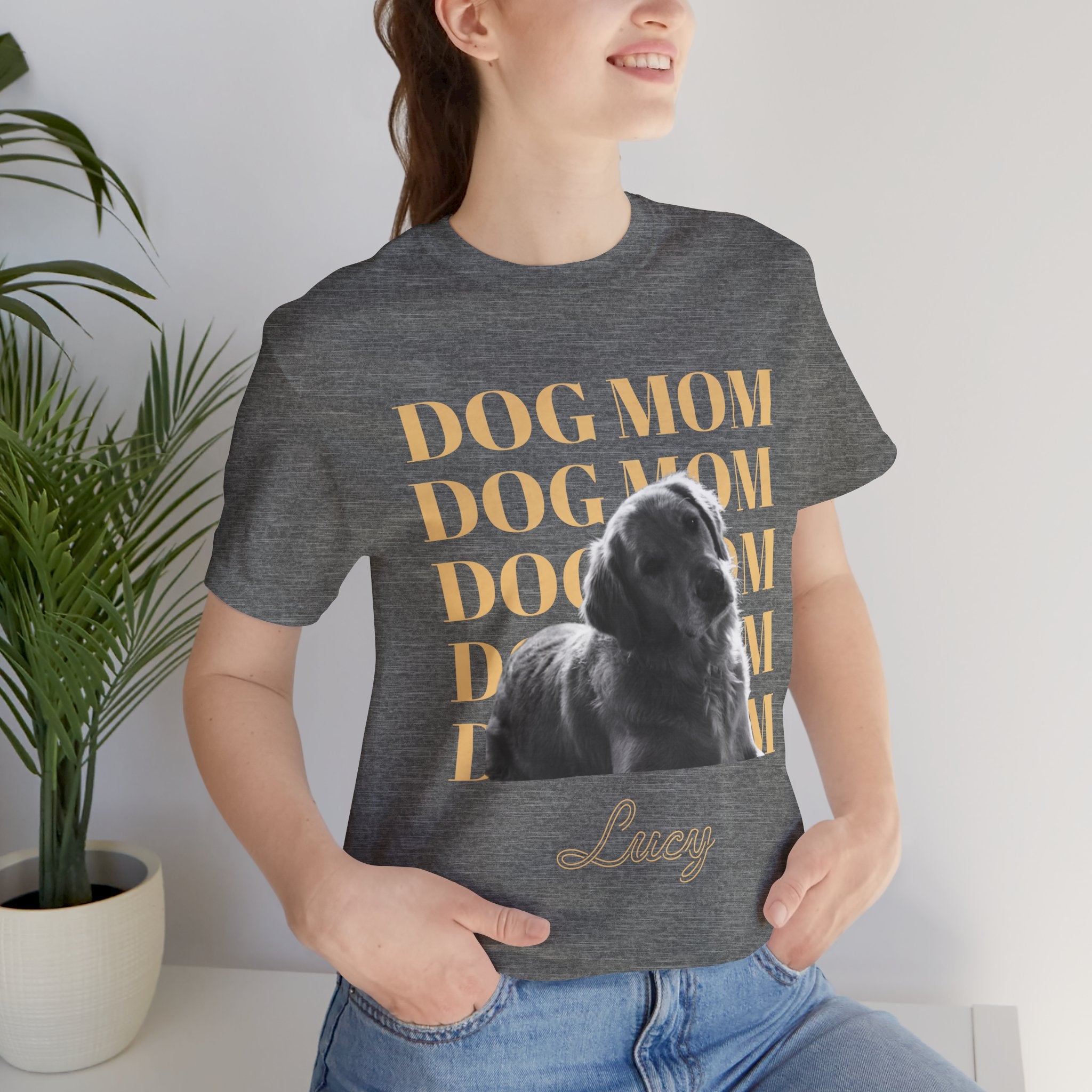 Custom Dog Mom Shirt — Your Dog's Photo + Name