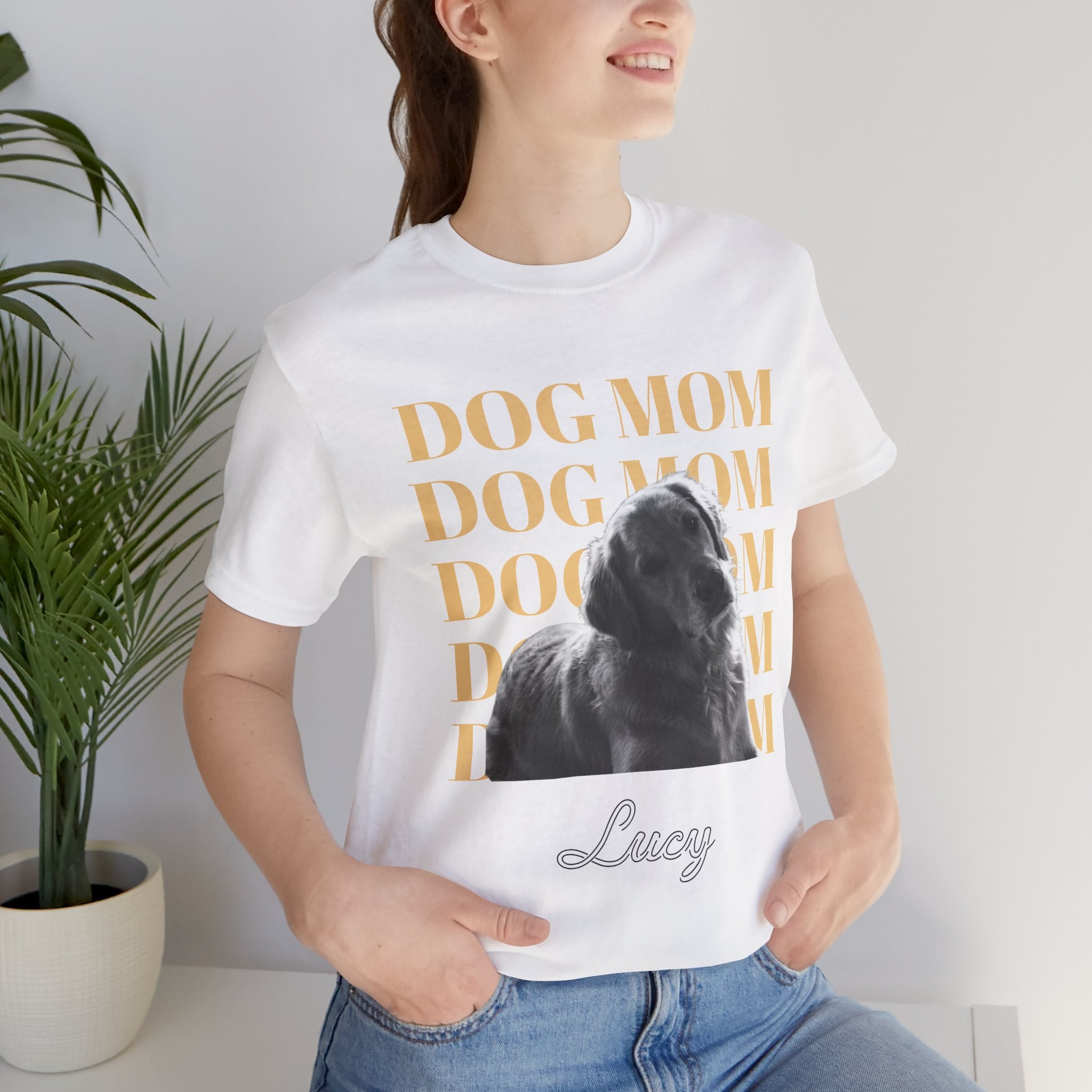 Custom Dog Mom Shirt — Your Dog's Photo + Name
