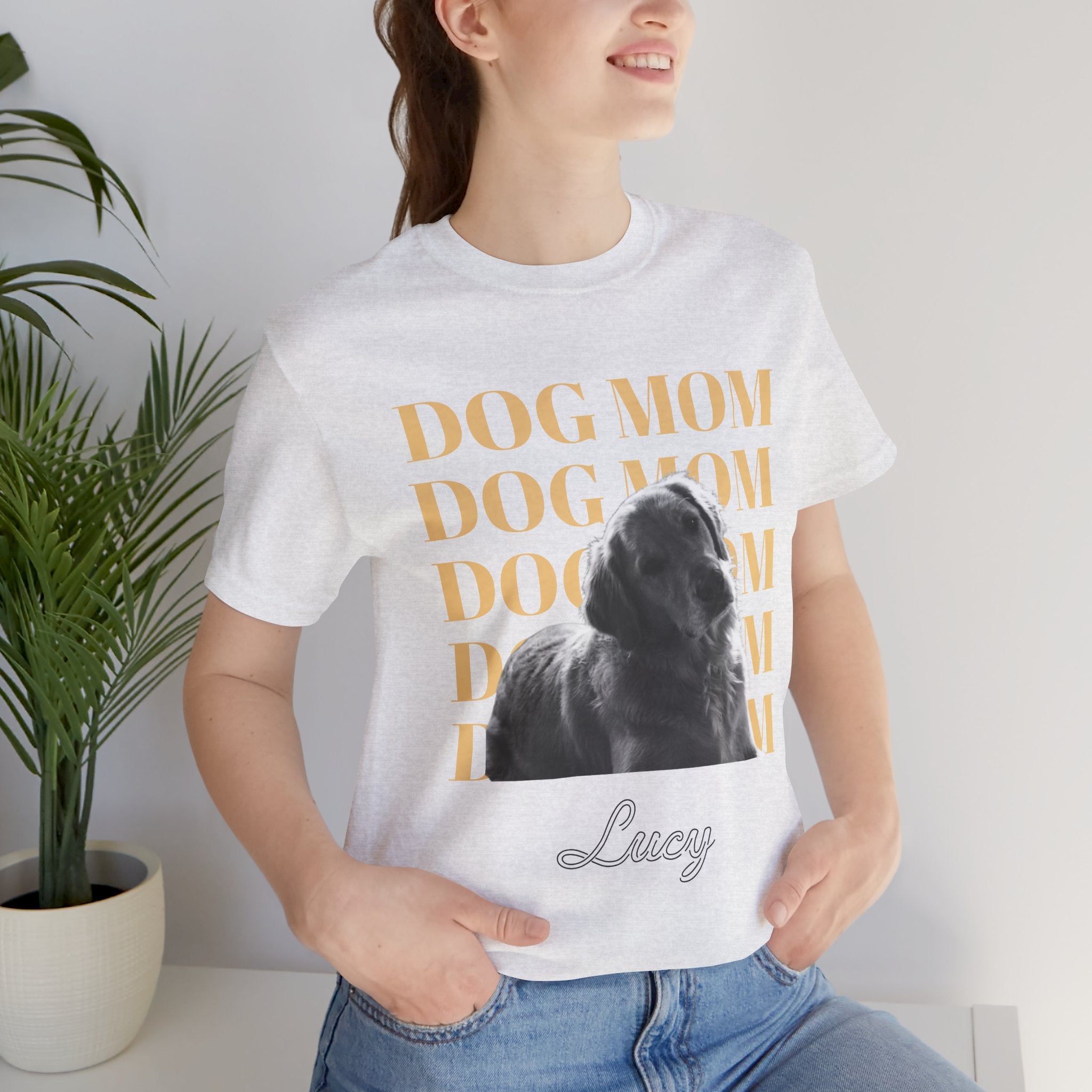 Custom Dog Mom Shirt — Your Dog's Photo + Name